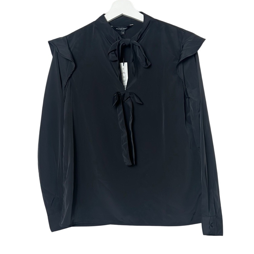 NWT Walter Baker Rhonda Black Long Sleeve Blouse